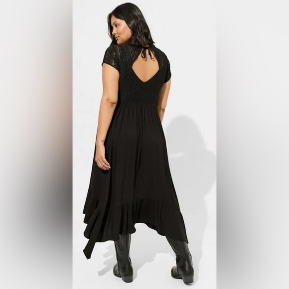 TORRID Sz 22-24 Maxi Dress Slab Cotton Lace Neckline Slinky Pockets NEW WITH TAG - Picture 2 of 14